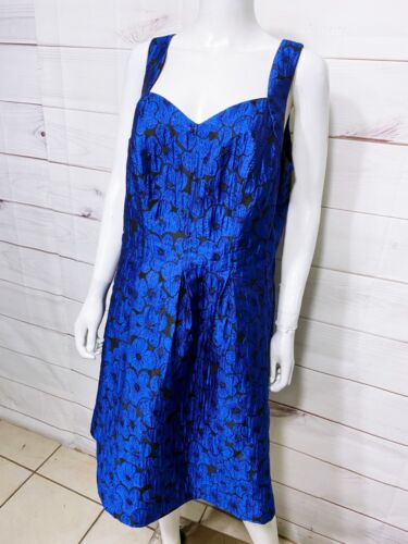 Vestido para mujer Nine West talla 18 azul y negro floral forrado bolsillos cremallera trasera - Imagen 3 de 12