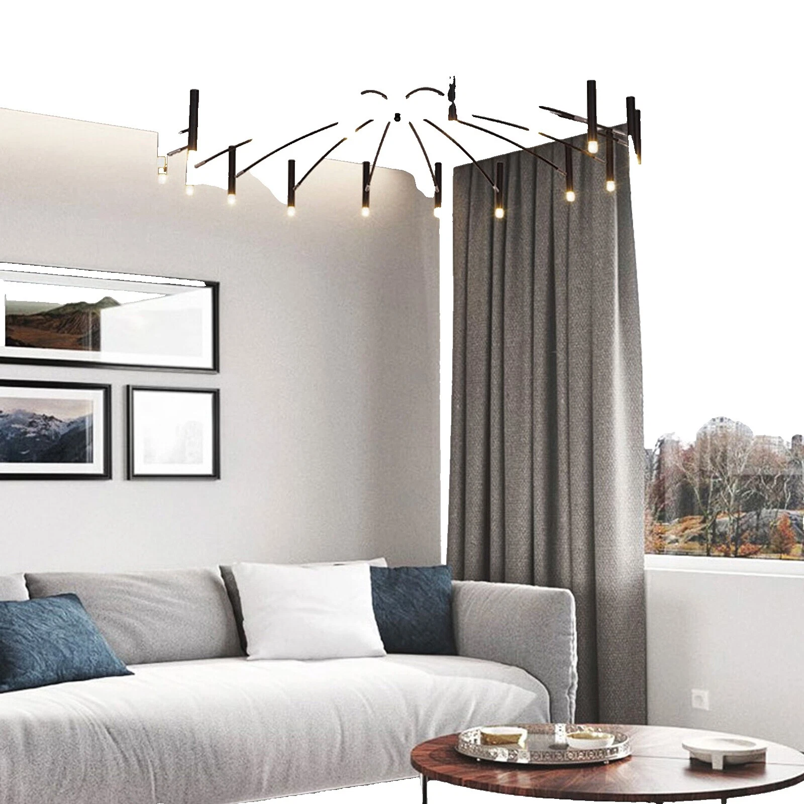 黑色当代吊坠吊灯和天花板装置