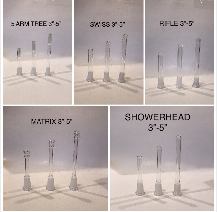 Diffuesed Downstem Types 18mm-14mm Glass Downstem Premium Perc 3” 4” 5” Inch Multiple Types Mix ...