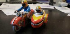 Vintage motorcycle with sidecar made in china tin litho amazing 