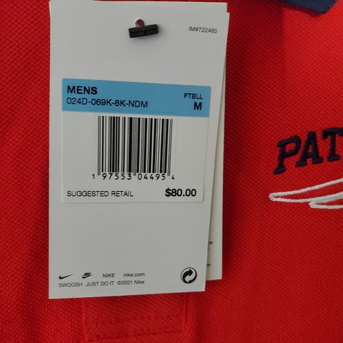 New England Patriots Polo Shirt Men's Medium Pique Polo Red Embroidered Logo NWT - Picture 8 of 11