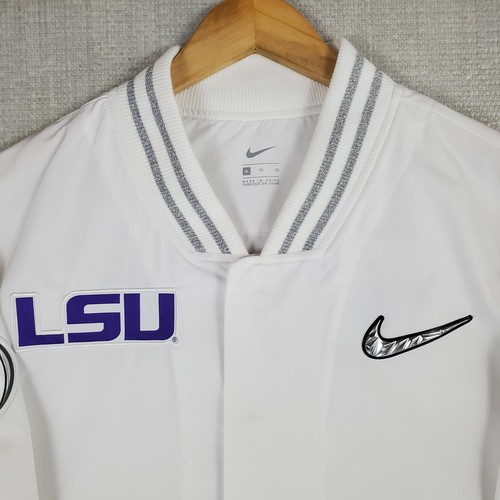 NIKE ON-FIELD x LSU TIGERS Sz XL Sideline Players Parka Snap Front White Mens - Picture 17 of 21