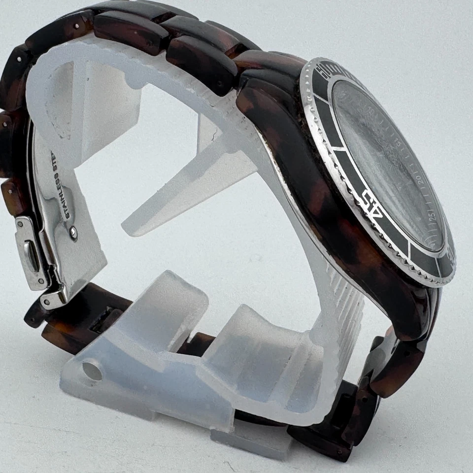 Reloj Cuarzo Fossil ES-2458 Mujer 50m Marrón Plástico Bisel Fijo Nuevo Batería 7.75" Foto 3 de 4