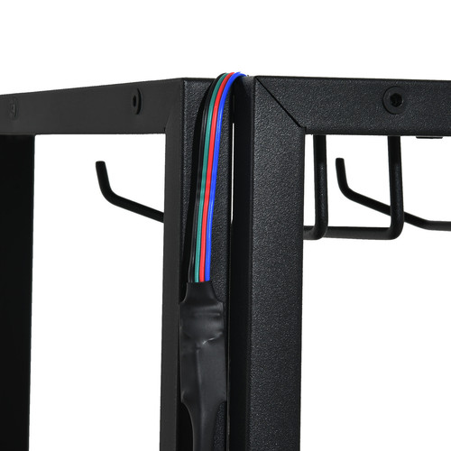 5 Tier Corner Bookcase Shelf w/ Power Outlets LED Lights & Glass Holder Bar Rack - Picture 15 of 27