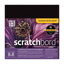 Ampersand Museum Quality Scratchbord 8x8 Black Reinforced Surface Artwork Panel