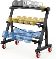 2-Tier Dumbbell Rack Stand Heavy Duty Weight Stand with Lower Kettlebell Storage
