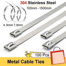 100 Pcs 304 Stainless Steel 4.6mm 7.9mm Metal Cable Ties Zip Tie Wraps Exhaust 100 Pcs 304 Stainless Steel 4.6mm 7.9mm Metal Cable Ties Zip Tie Wraps Exhaust
