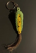 Hand-Beaded Key Ring Key Chain in Three Sisters Corn
