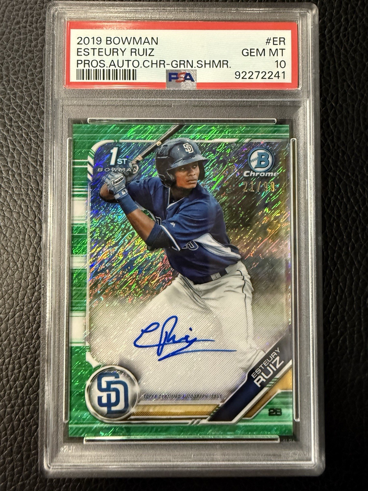 2019 PSA 10 Esteury Ruiz Bowman Chrome 1st Auto Green Refractor /99
