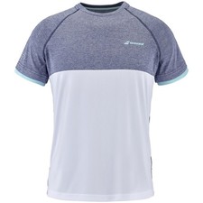 Babolat Boys Play Crew Neck Tee - White/Blue Heather