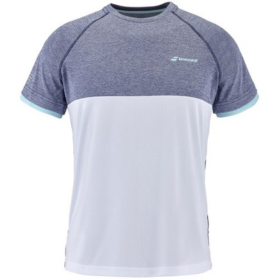 Babolat Boys Play Crew Neck Tee - White/Blue Heather