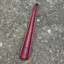 Vintage Cole Haan Burgundy Leather Shoe Horn 16" Long Black Backing Signed India