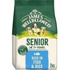 2kg James Wellbeloved Natural Senior Complete Dry Dog Food Fish & Rice 6.92 per kilo