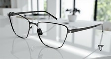 SAINT LAURENT SL 551 001 OPT Cat Eye Metal Black 57 mm Women's Eyeglasses