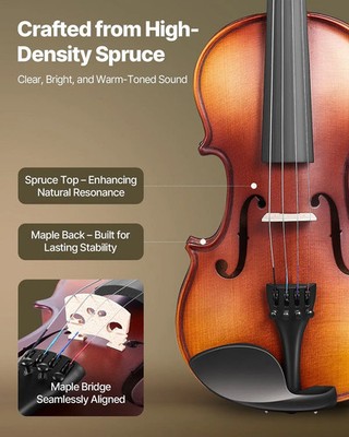 Violin 1/2 Size for Adults, Violin Fiddle Set for Beginners Student with Hard Ca