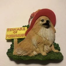 Willabee & Ward Magnet Dog W&W MBI “Beware Of Pomeranian!” Pet With Hat Summer