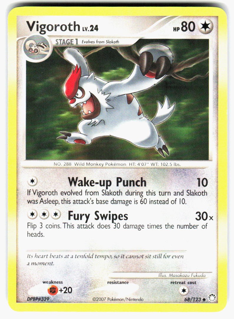 Vigoroth 68/123 Uncommon Mysterious Treasures Pokemon Near Mint