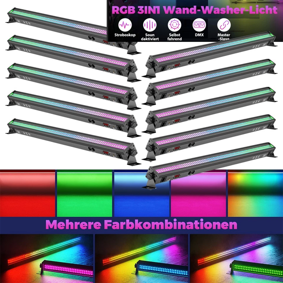 1-8x 336 LED Wall Washer Licht Bar 168W RGB Bühnenlicht DMX dj Show Ostern - Bild 1 von 4