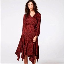 Vince Camuto Drifting Petals Hammered Satin Wrap Dress Large