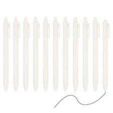 12 Pack Retractable Ballpoint Gel Pens, 0.5mm Fine Point Black Ink, White