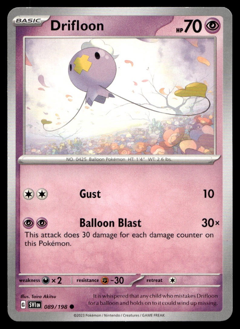 Drifloon 89/198 Pokemon Card Scarlet & Violet Common 70 HP Near Mint F22