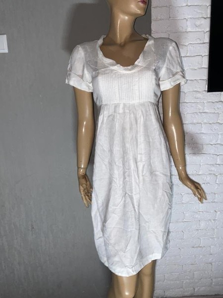 Women Jigsaw Dress White Linen 36 / S / 44