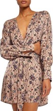NWT Joie Ronnie Abstract Floral Twist Front Wrap Long Sleeve Mini Dress Sz 4