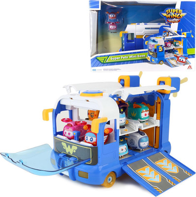 Season 7 New Super Pets' Mini Base，Transforming Playset from Bus to Aircraft, wi