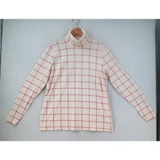 Land's End Shaped Turtleneck Shirt Women's XL 16 Cream Red Holiday