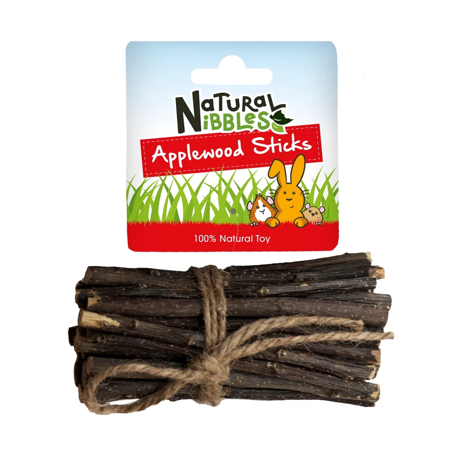 NATURAL NIBBLES Applewood Chew Sticks 50g for Small Pet, Rabbit, Hamster, Guinea Pigs Toy