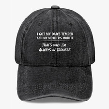 Funny Attitude Quote Dad Temper Mom Mouth Baseball Cap Humor Gift Hat