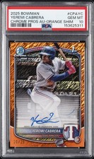 2025 BOWMAN CHROME PROSPECT AUTOS ORANGE SHIMMER YEREMI CABRERA 20/25 PSA 10