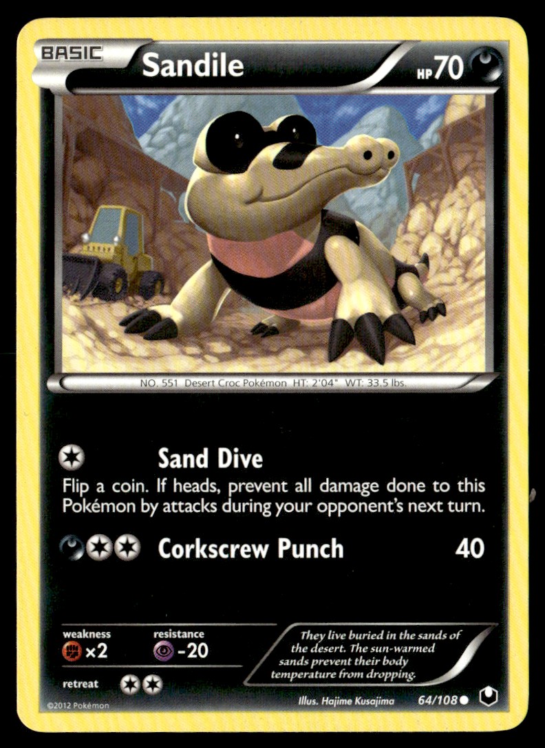 Sandile Common Normal Dark Explorers 64/108 NM Pokémon TCG