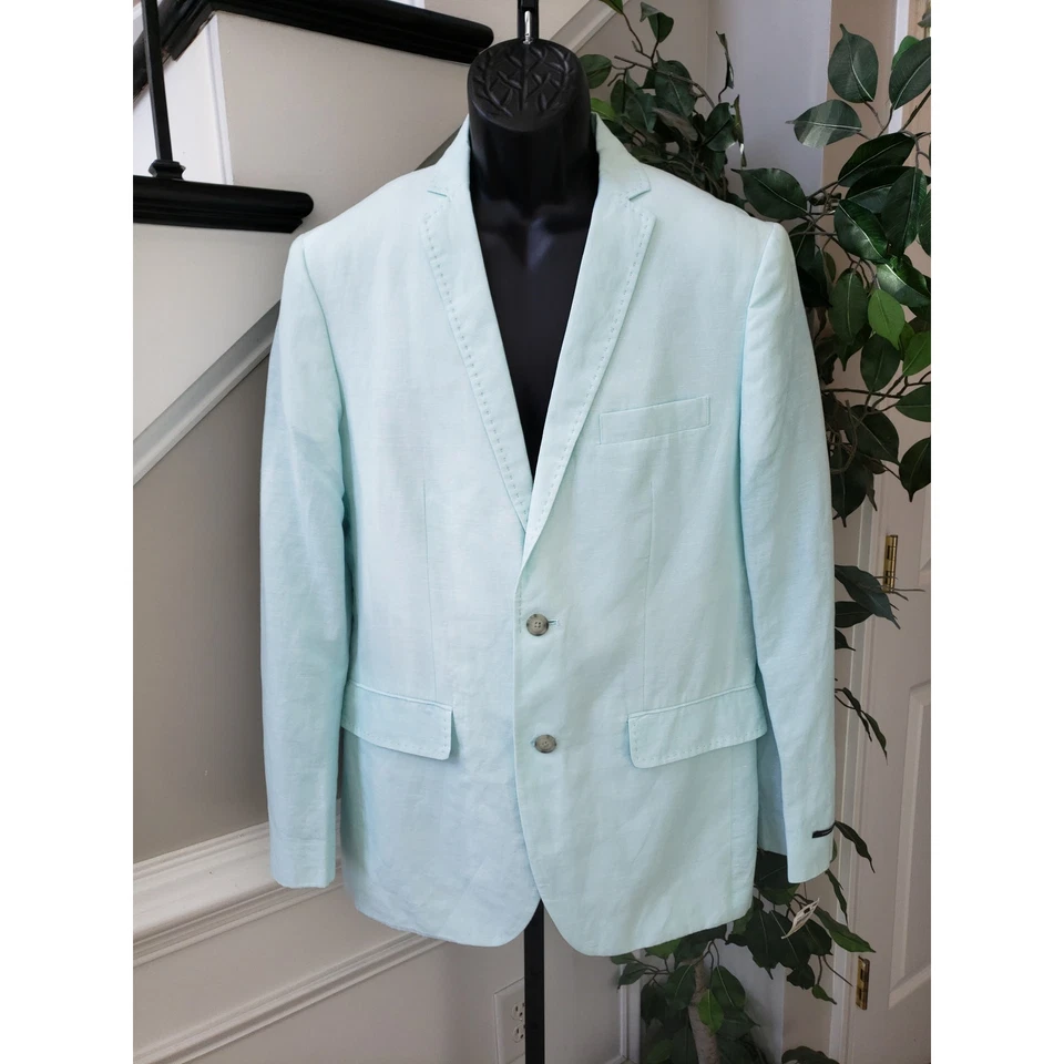 INC International Concepts Blazer Jacket Mens M Teal Single Breasted Regular Fit - Image 2 of 4