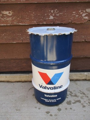 Valvoline 16 Gallon Oil Gas Drum Barrel Trash Can or Garage Shop Mancave (E)