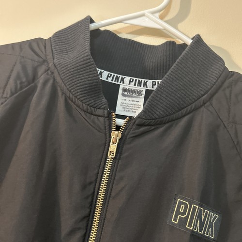 Victoria Secret Pink Size Small Black Jacket with gold back Logo - Picture 4 of 5