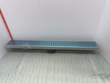 24" Stainless Steel Linear Shower Drain Square Grid Grate, Center Outlet, New