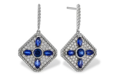 Allison-Kaufman Sapphire and Diamond earrings 14k white gold Close out E2310