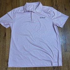 Baba Booey Golf Club Men's Polo Shirt XL Pink White Stripe Short Sleeve Novelty