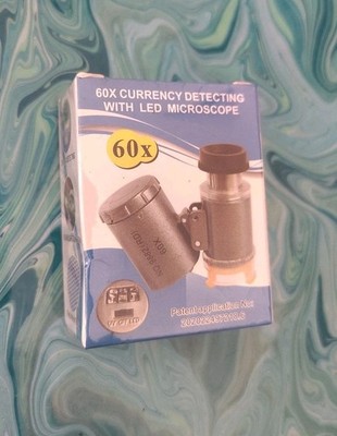 60X Mini Digital Pocket Microscope with currency UV detect LED Lights New