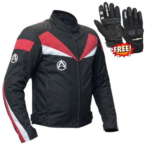 Motorcycle Jacket Waterproof CE Armoured Touring + Free Touchscreen Gloves