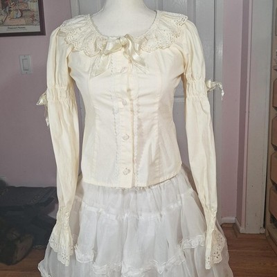   Baby, the Stars Shine Bright Ivory Shirred Cuff Lace Collar Blouse  ...
