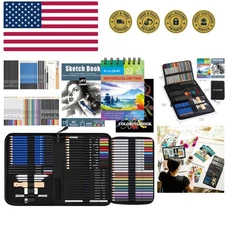 76pc Art Supply Set - Sketching & Drawing Kit with Tutorial Book, Sketchbook ...