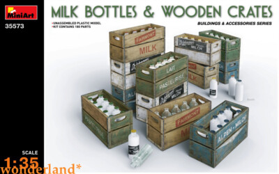 MiniArt 35573 1/35 Milk Bottles & Wooden Crates - Scale Model Kit