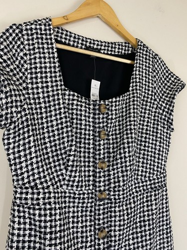 NWT $149 Ann Taylor Gingham Tweed Button Front Sheath Dress Women’s Size 8 - Picture 6 of 10