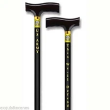 US Army Adjustable Black Shaft Walking Cane Stick Patriotic USA MILITARY SUPPORT