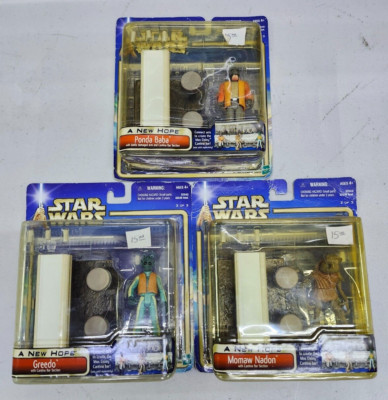 Cantina Bar Section SET of 3 Greedo Ponda Momaw STAR WARS 2002 Saga #2 NEW D1