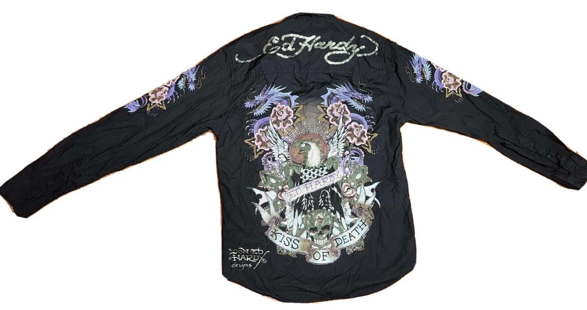 Ed hardy shirt button up top
