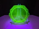 Anchor Hocking Princess Uranium Depression Glass Footed Cake Plate "See Details"
