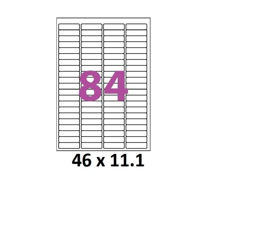 planche de 84 mini étiquettes autocollantes blanche mat 46 x 11.1 mm L7656